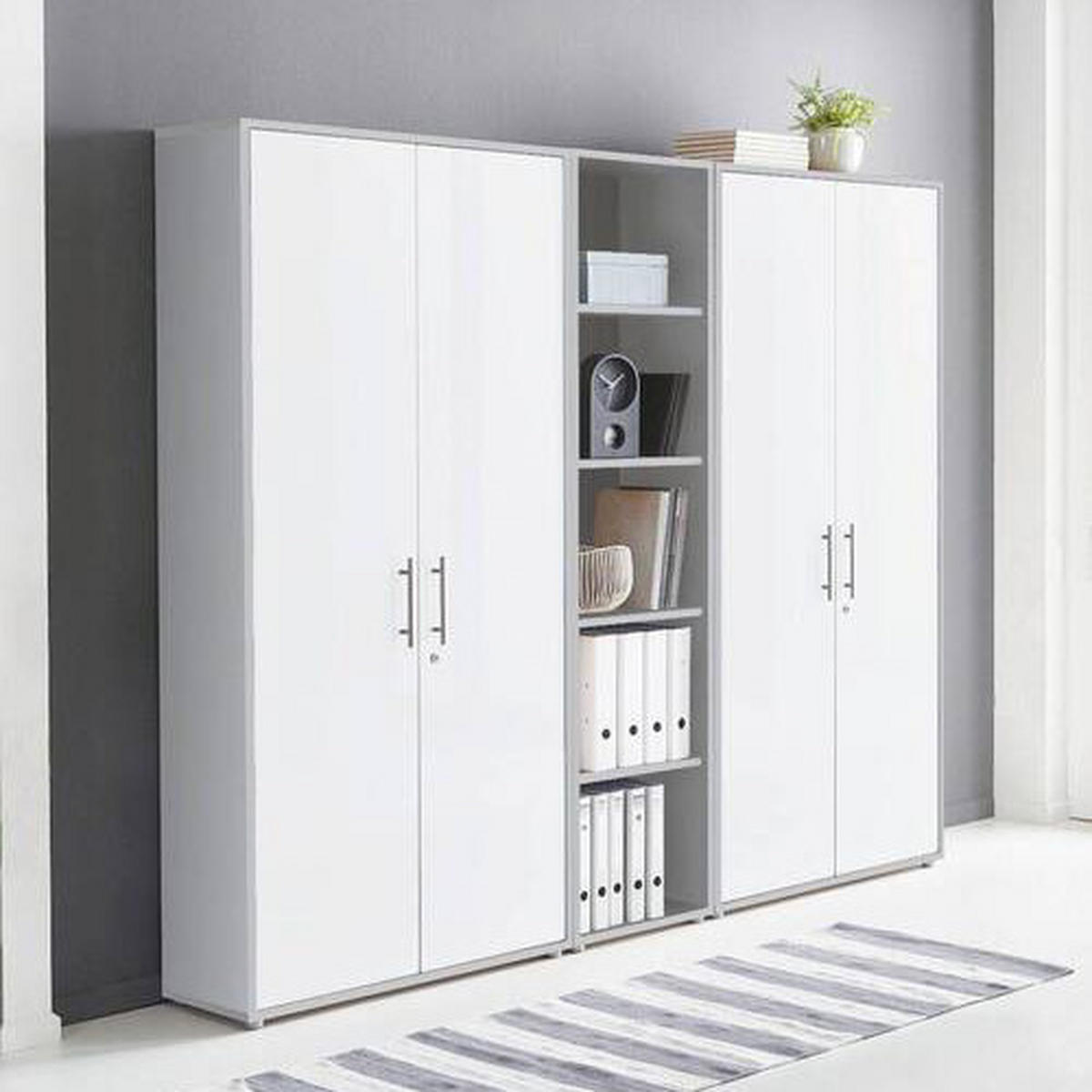 AKTENSCHRANK Grau, Weiß  - Weiß/Grau, MODERN, Holzwerkstoff (212,9/185,6/33cm) - MID.YOU