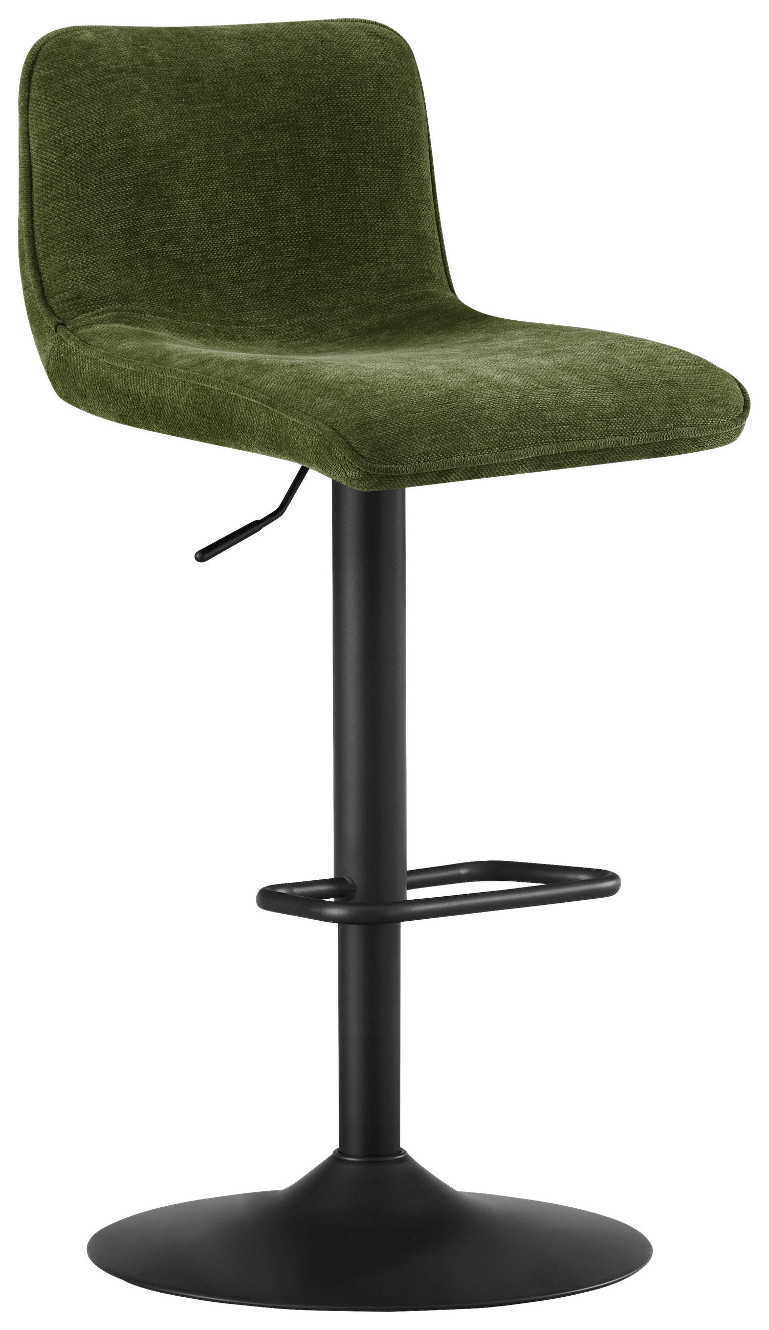 BARHOCKER Webstoff Grün, Schwarz Eisen Stoffauswahl, Sitzfläche 360° drehbar  - Schwarz/Grün, Design, Textil/Metall (45/88-109,5/50cm) - home24