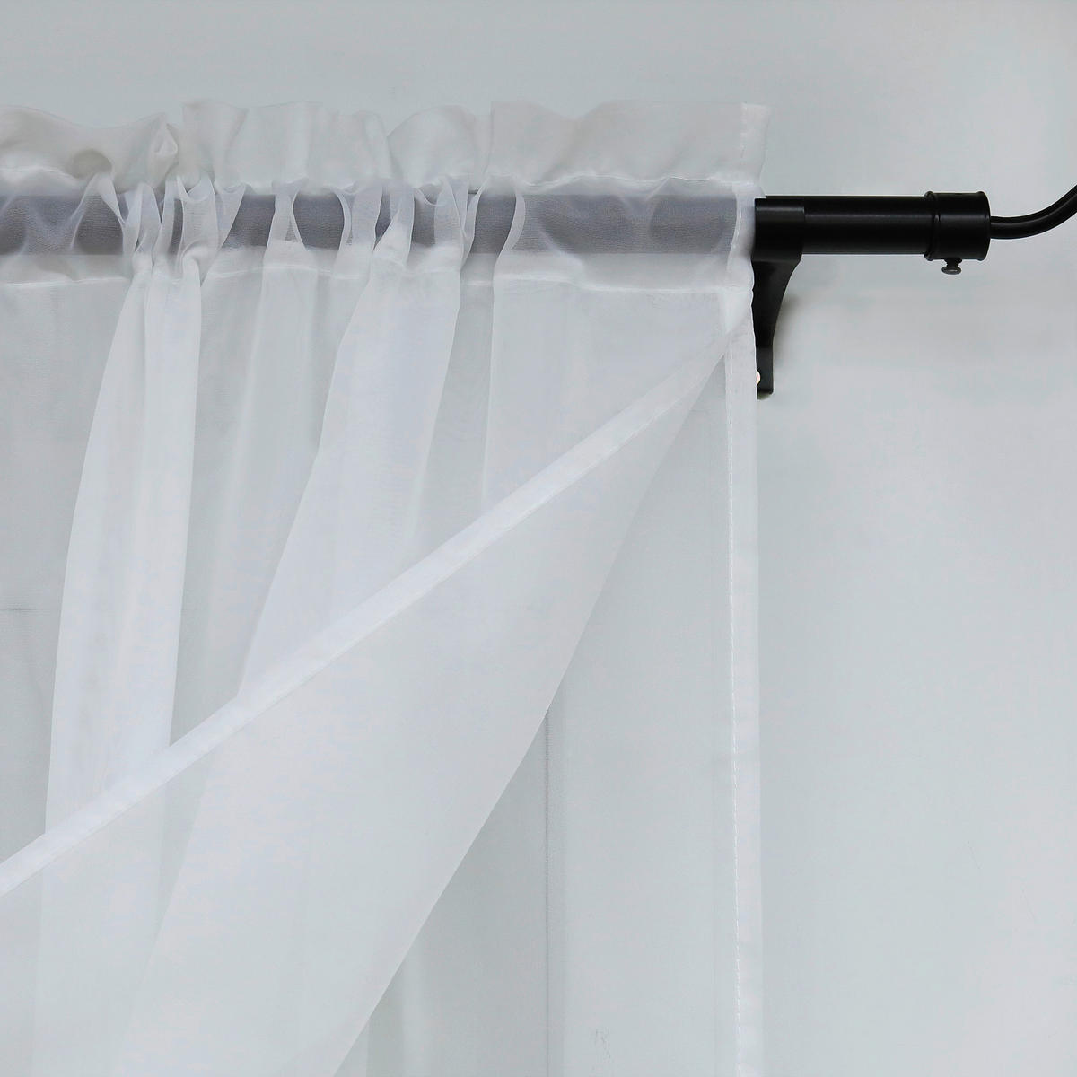 KURZGARDINE   120/125 cm   - Weiß Hochglanz, Basics, Textil (120/125cm) - Joyswahl