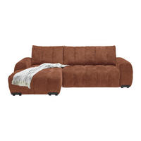 ECKSOFA Flachgewebe Terracotta  - Schwarz Hochglanz/Terracotta, Modern, Textil/Metall (166/93/273cm) - MID.YOU