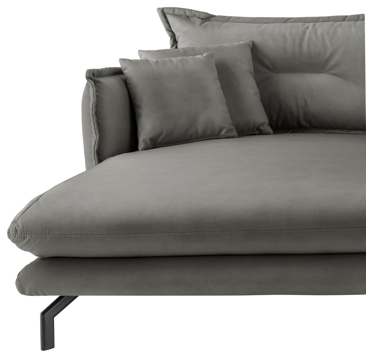 ECKSOFA in Lederlook Grau  - Schwarz/Grau, Modern, Textil/Metall (180/255cm) - Livetastic