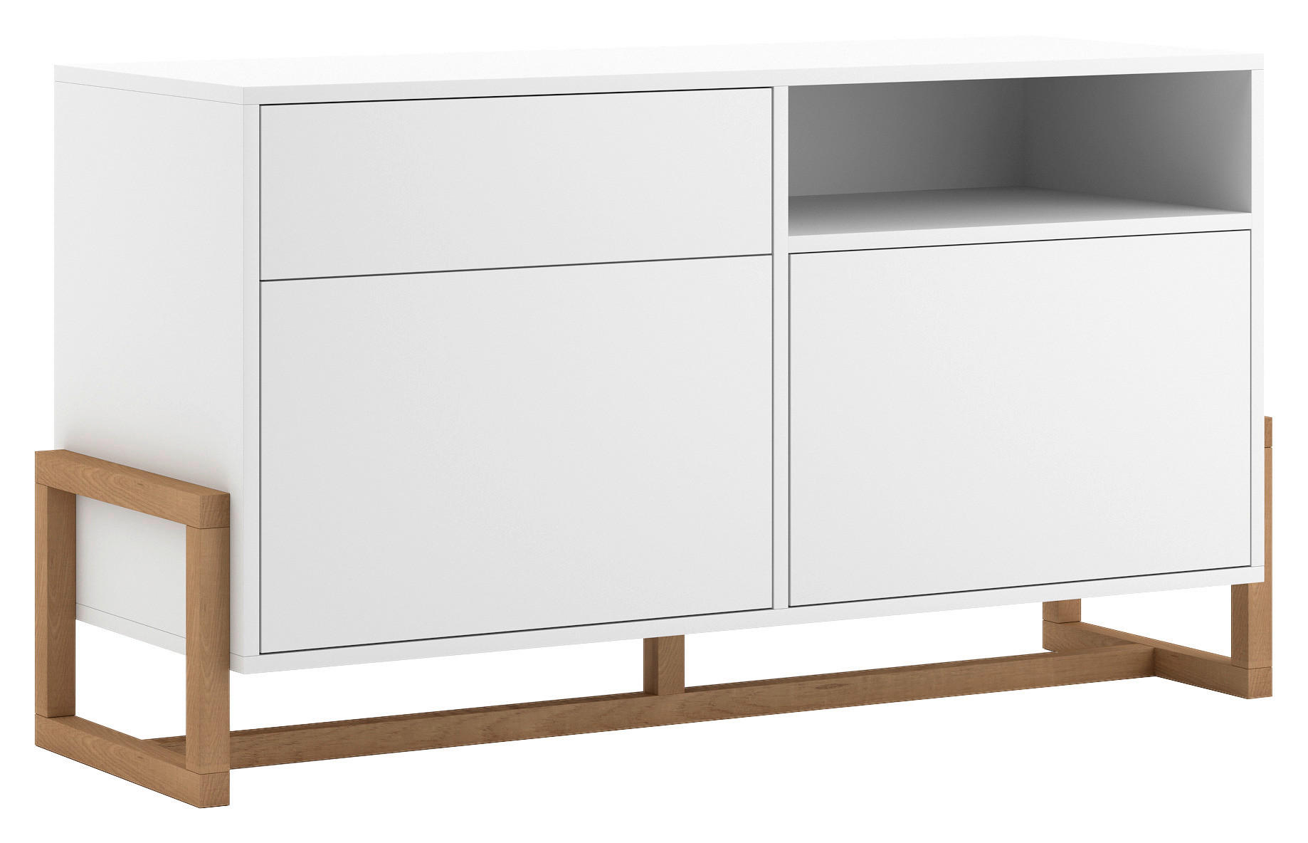 LOWBOARD Buche massiv Weiß, Buchefarben  - Buchefarben/Weiß, Design, Holz/Kunststoff (119,2/64,7/42cm) - MID.YOU
