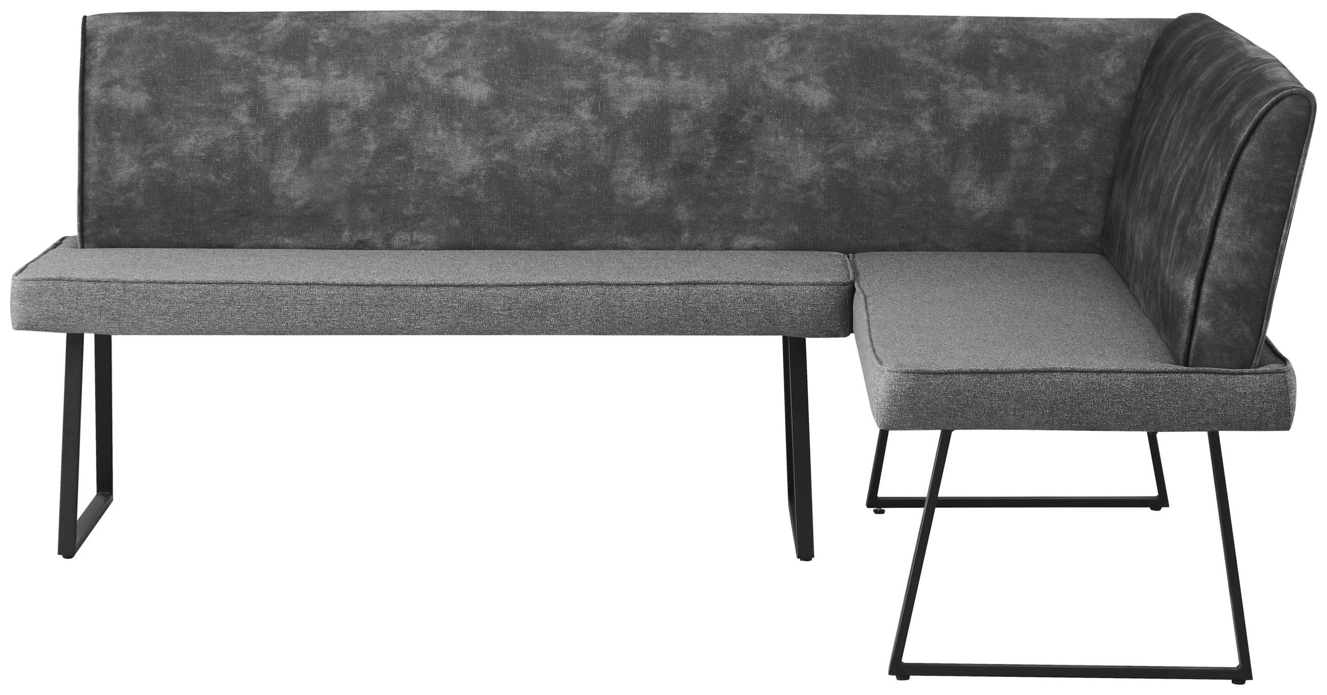 ECKBANK Mikrofaser, Leinenoptik Dunkelgrau Pappel Sperrholz   - Dunkelgrau/Schwarz, KONVENTIONELL, Holz/Textil (205/155/89/62cm) - MID.YOU