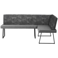 ECKBANK Mikrofaser, Leinenoptik Dunkelgrau Pappel Sperrholz   - Dunkelgrau/Schwarz, KONVENTIONELL, Holz/Textil (205/155/89/62cm) - MID.YOU