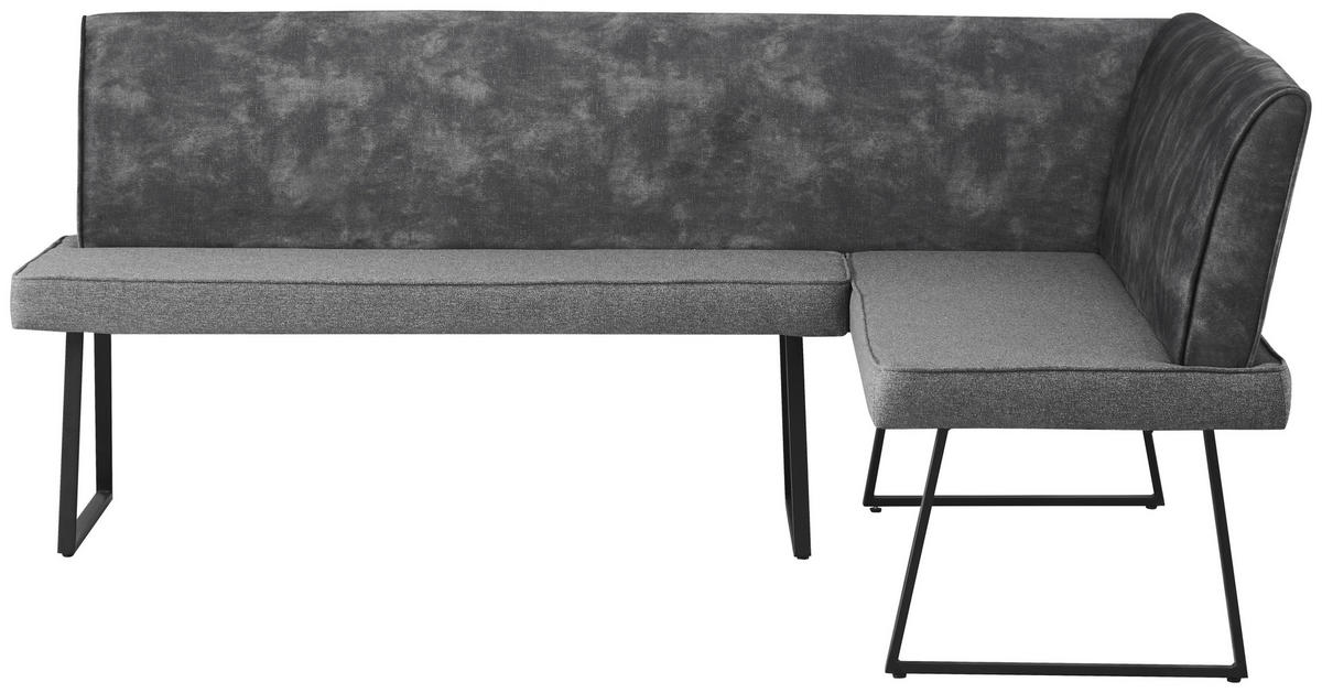 ECKBANK Mikrofaser, Leinenoptik Dunkelgrau Pappel Sperrholz   - Dunkelgrau/Schwarz, KONVENTIONELL, Holz/Textil (205/155/89/62cm) - MID.YOU