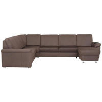 WOHNLANDSCHAFT in Flachgewebe Dunkelbraun  - Chromfarben/Dunkelbraun, Konventionell, Textil/Metall (240/330/163cm) - Beldomo System