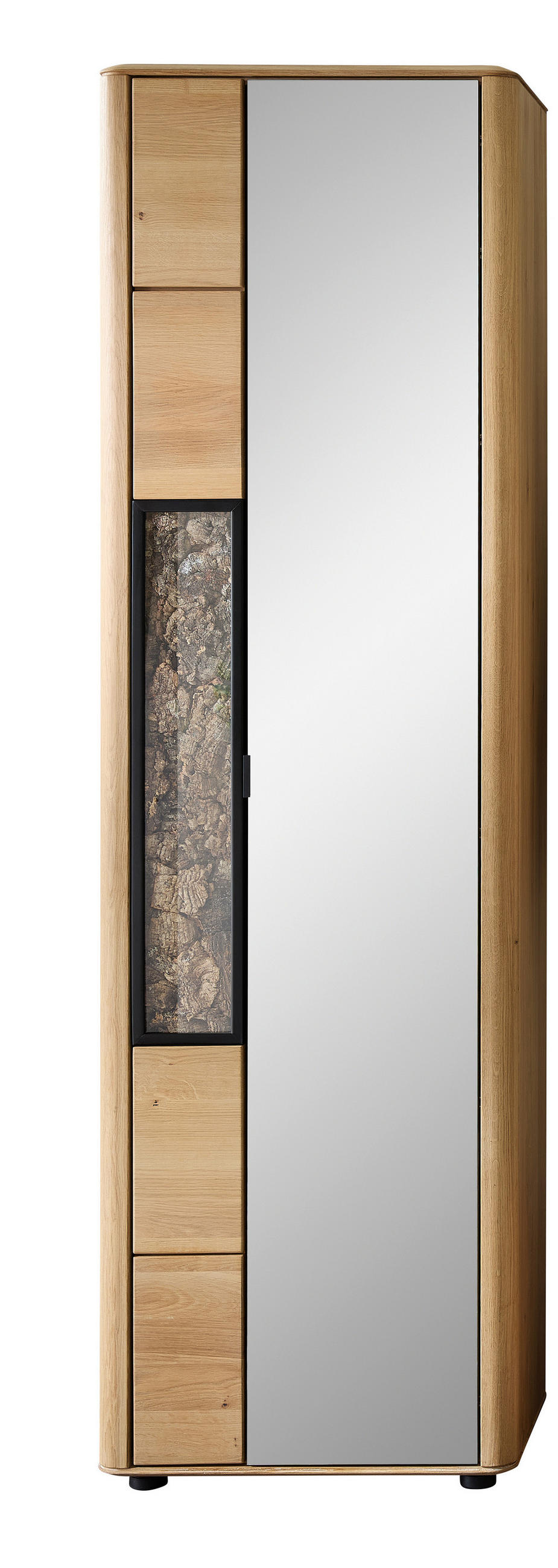 GARDEROBENSCHRANK 60/205/39 cm  - Wildeiche/Schwarz, Basics, Glas/Holz (60/205/39cm) - Linea Natura