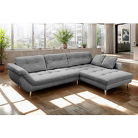 ECKSOFA BROOKLYN Dunkelgrau Flachgewebe Zierkissen, Rückenkissen  - Dunkelgrau/Silberfarben, KONVENTIONELL, Kunststoff/Textil (329/199cm) - Livetastic
