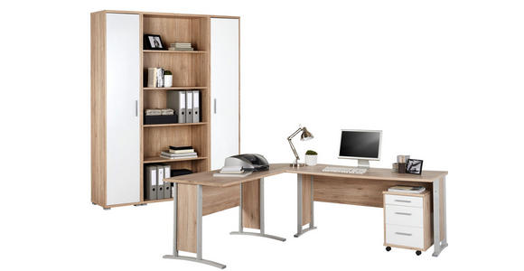 BÜRO - Eichefarben/Weiß, KONVENTIONELL, Holzwerkstoff (220/170/75cm) - Cantus