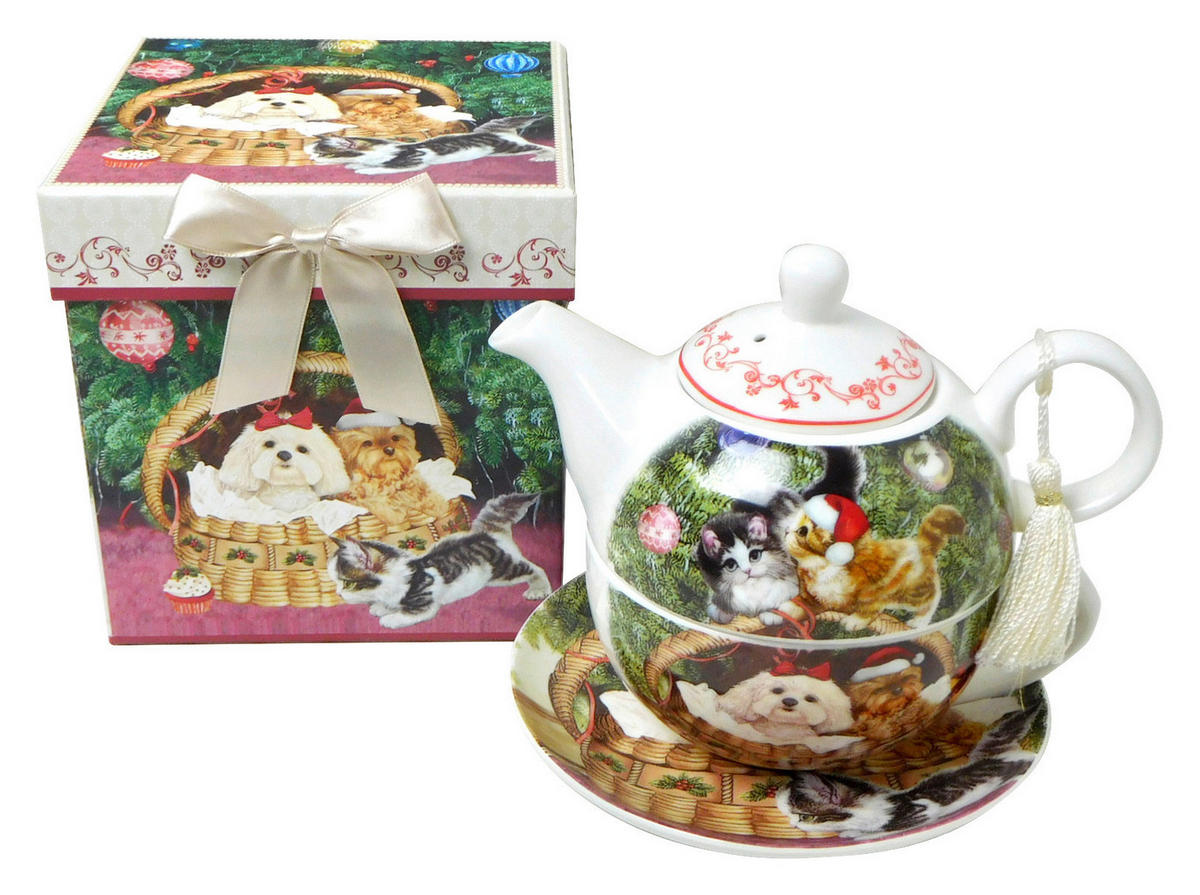 ČAJOVÁ SOUPRAVA PRO JEDNOHO 490 ml - vícebarevná, Trend, keramika (17/14cm) - X-Mas