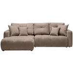 ECKSOFA in Chenille Hellbraun  - Hellbraun/Schwarz, MODERN, Kunststoff/Textil (172/276cm) - Hom`in