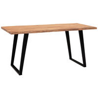 JEDILNA MIZA, masivno akacija barve akacije  - črna/barve akacije, Moderno, kovina/les (140/80/76cm) - MID.YOU