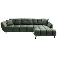 ECKSOFA Grün Mikrofaser  - Schwarz/Grün, KONVENTIONELL, Textil/Metall (313/215cm) - Hom`in