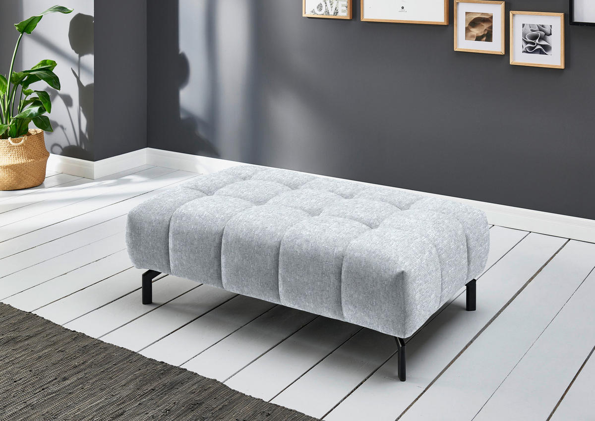 ECKSOFA in Chenille Hellgrau  190/329 cm  - Hellgrau/Schwarz, Design, Textil/Metall (190/329cm) - Beldomo Style