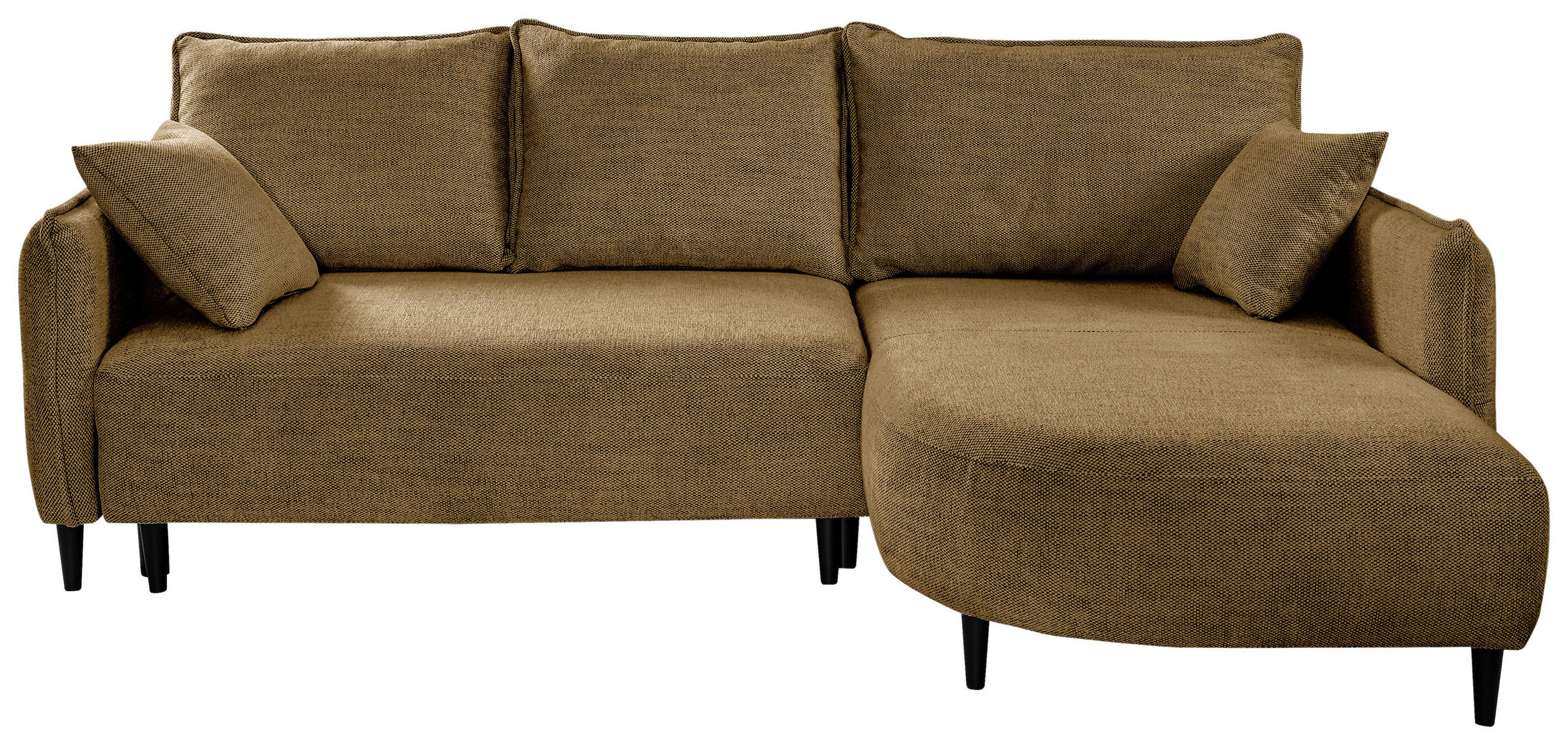 ECKSOFA Goldfarben Struktur  - Goldfarben/Schwarz, Design, Holz/Textil (244/165cm) - MID.YOU