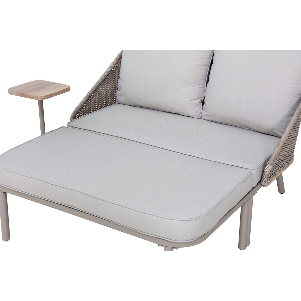 DOPPELLIEGE 142/82/128 cm Rattan  - Naturfarben/Grau, Basics, Holz/Kunststoff (142/82/128cm) - Modante