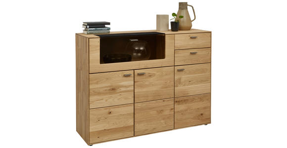 HIGHBOARD 134/100/41 cm  - Wildeiche, Natur, Glas/Holzwerkstoff (134/100/41cm) - Valnatura