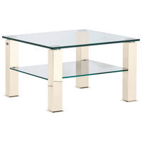 COUCHTISCH Glas, Metall 75/75/42,5 cm  - Weiss/Creme, Design, Glas/Kunststoff (75/75/42,5cm)