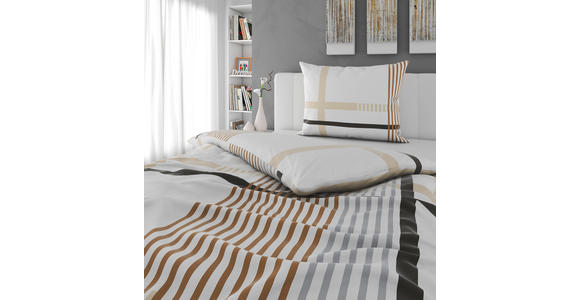 BETTWÄSCHE TANJA Satin 140/200 cm  - Beige/Grau, KONVENTIONELL, Textil (140/200cm) - Novel