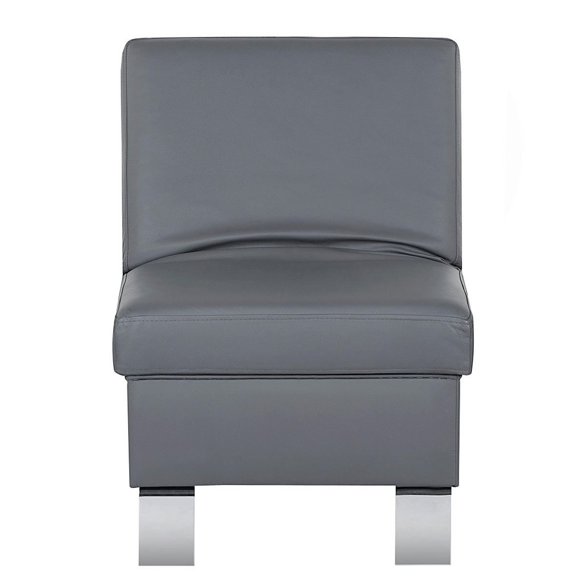 HOCKER Leder Anthrazit  - Chromfarben/Anthrazit, Design, Leder/Metall (91/44/57cm) - Livetastic