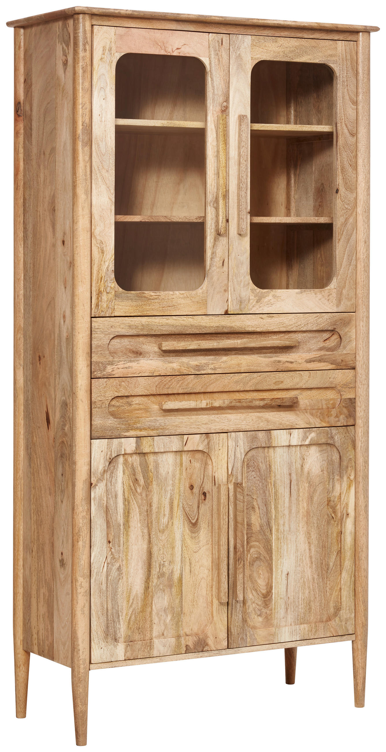 Livetastic PRÍBORNÍK S VITRÍNOU, mangové drevo, prírodná farba, 90/180/40 cm