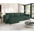 ECKSOFA Dunkelgrün Cord Zierkissen, Rückenkissen, Schlaffunktion, Rücken echt  - Dunkelgrün/Schwarz, MODERN, Kunststoff/Textil (350/168cm) - Xora