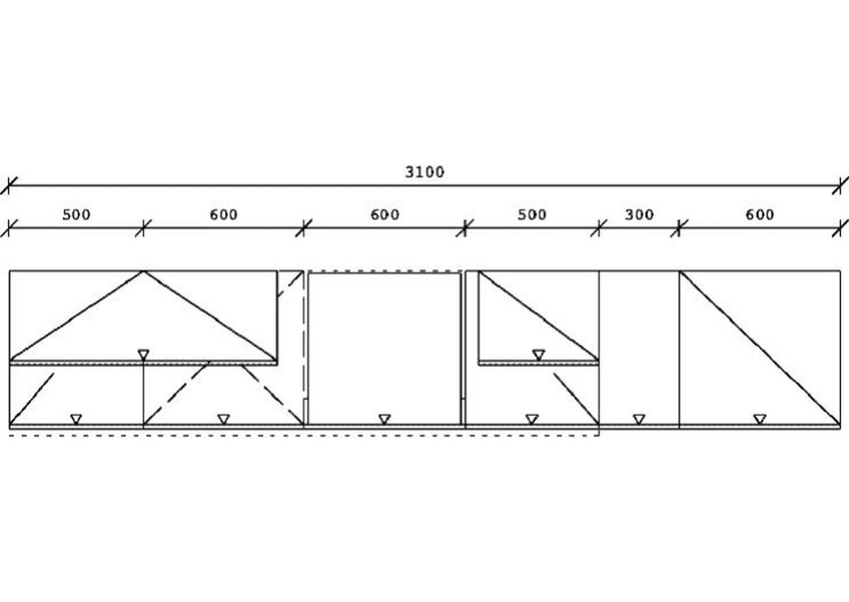 KÜCHENLEERBLOCK 310 cm   in Eichefarben, Schieferfarben  - Schieferfarben/Edelstahlfarben, Basics, Holzwerkstoff/Metall (310cm) - Impuls
