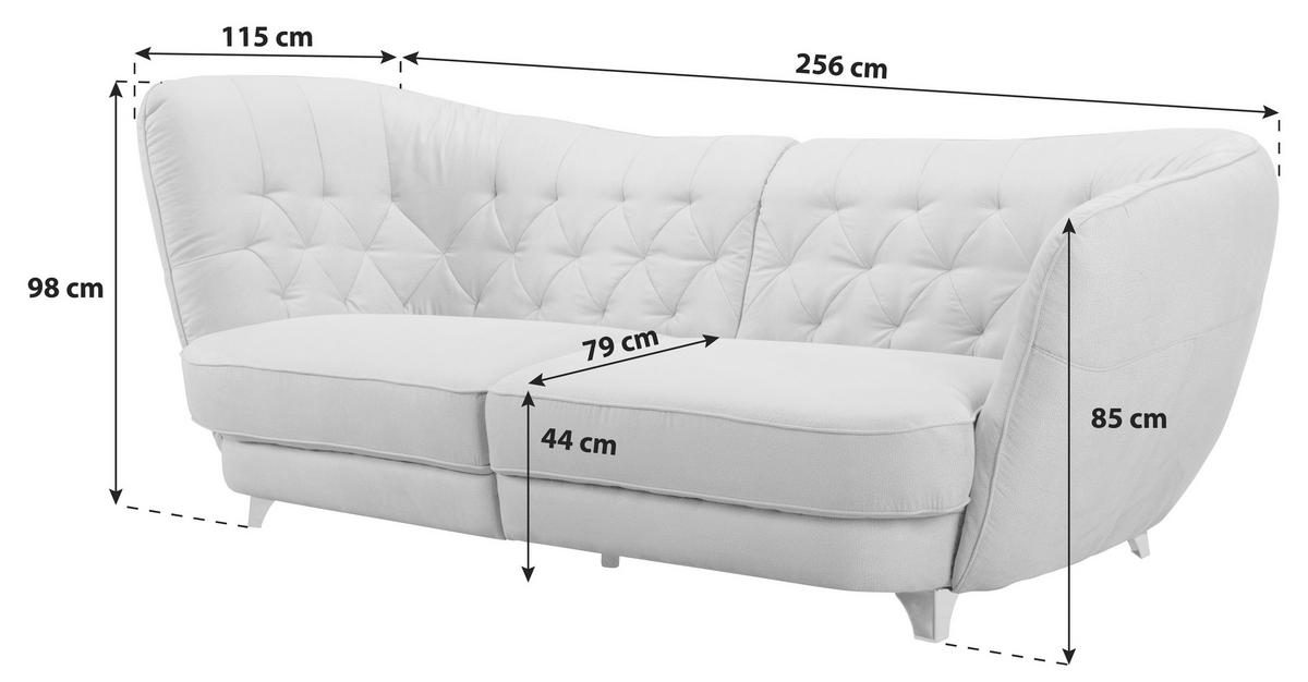 BIGSOFA Mikrofaser Braun  - Chromfarben/Braun, MODERN, Textil/Metall (256/85/115cm) - MID.YOU