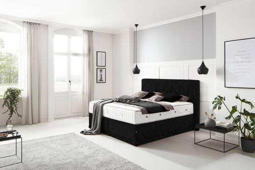 BOXSPRINGBETT 180/200 cm  in Schwarz  - Schwarz, KONVENTIONELL, Textil (180/200cm) - Ambiente