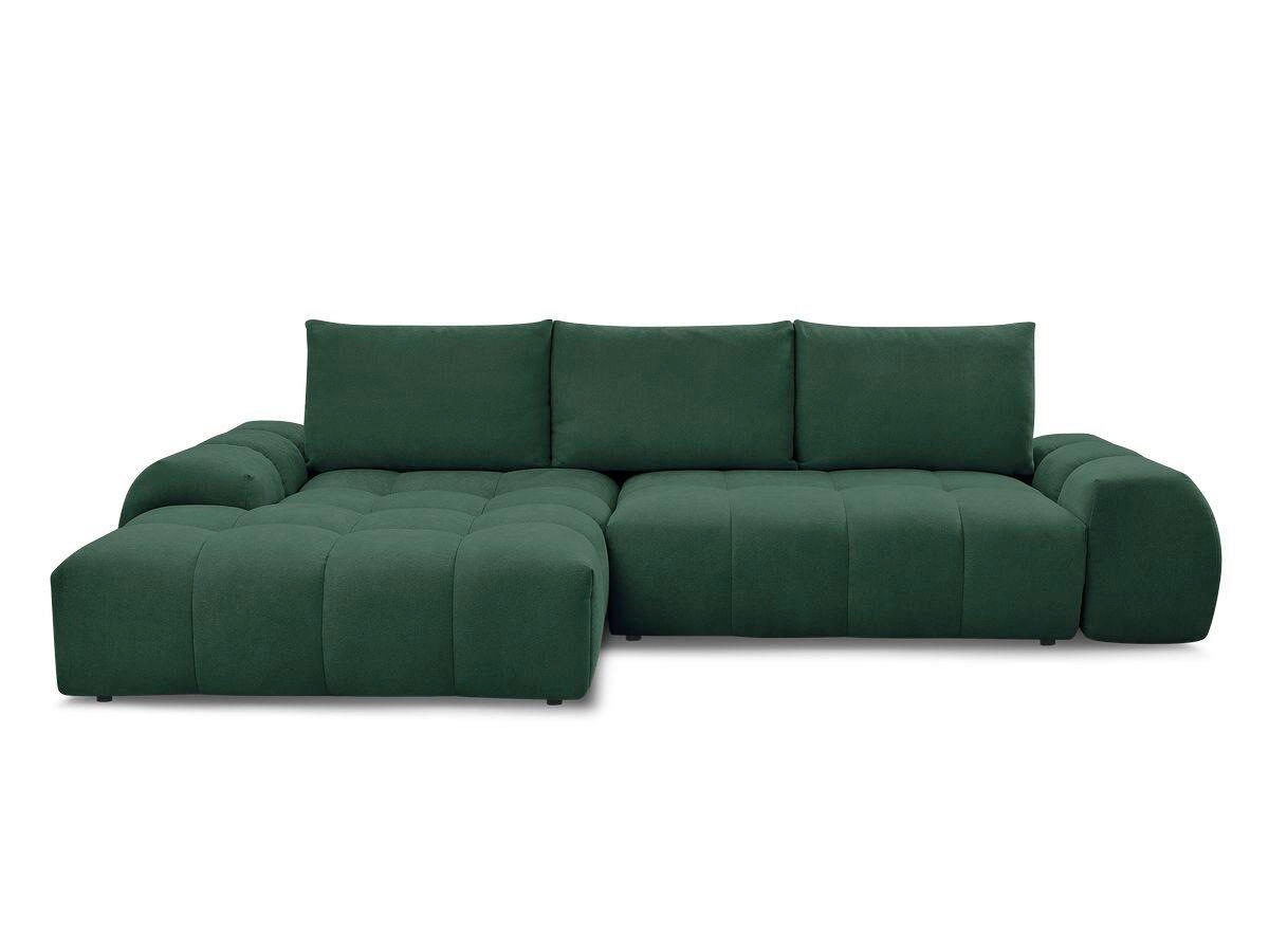 ECKSCHLAFSOFA EVEREST  mit Rücken echt, Armteil links, Armteil rechts Struktur Grün  - Schwarz/Grün, MODERN, Kunststoff/Textil (180/318cm) - Livetastic