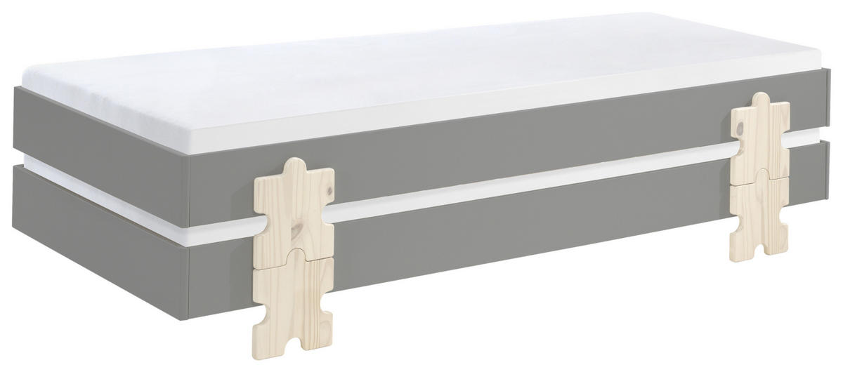 STAPELBETT 90/200 cm Grau  - Kieferfarben/Grau, MODERN, Holz/Holzwerkstoff (90/200cm) - MID.YOU