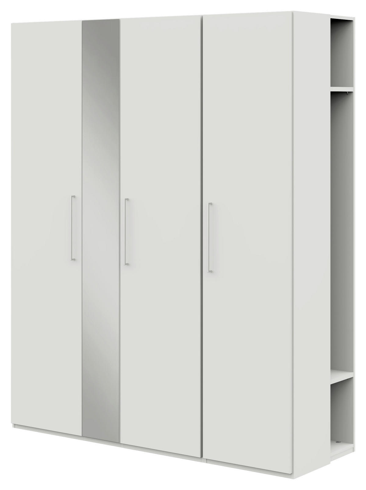 KLEIDERSCHRANK in Weiss  - Weiss/Edelstahlfarben, Design, Glas/Holzwerkstoff (177,6/213,6/59,3cm) - Cantus