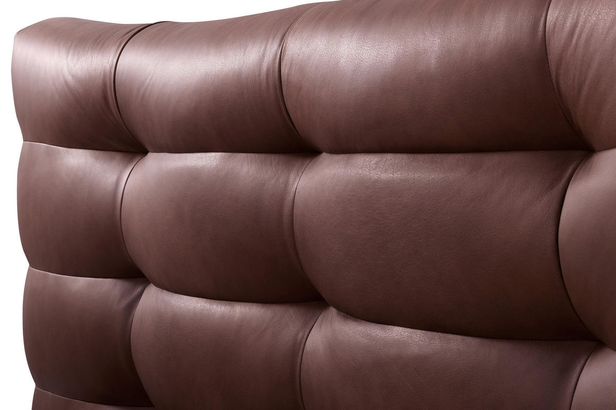 POLSTERBETT gepolstertes Kopfteil Dunkelbraun 180/200 cm  - Dunkelbraun/Schwarz, Design, Leder/Metall (180/200cm) - Esposa