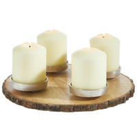 KERZENHALTER - Silberfarben/Naturfarben, Basics, Holz/Metall (Ø32/5cm) - X-Mas