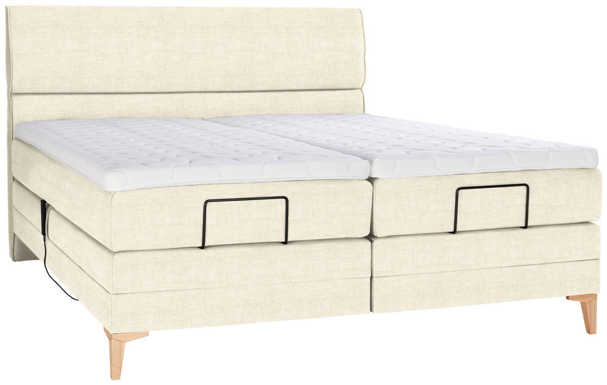 BOXSPRINGBETT 180/200 cm  in Creme  - Eichefarben/Creme, Konventionell, Holz/Textil (180/200cm) - Voleo