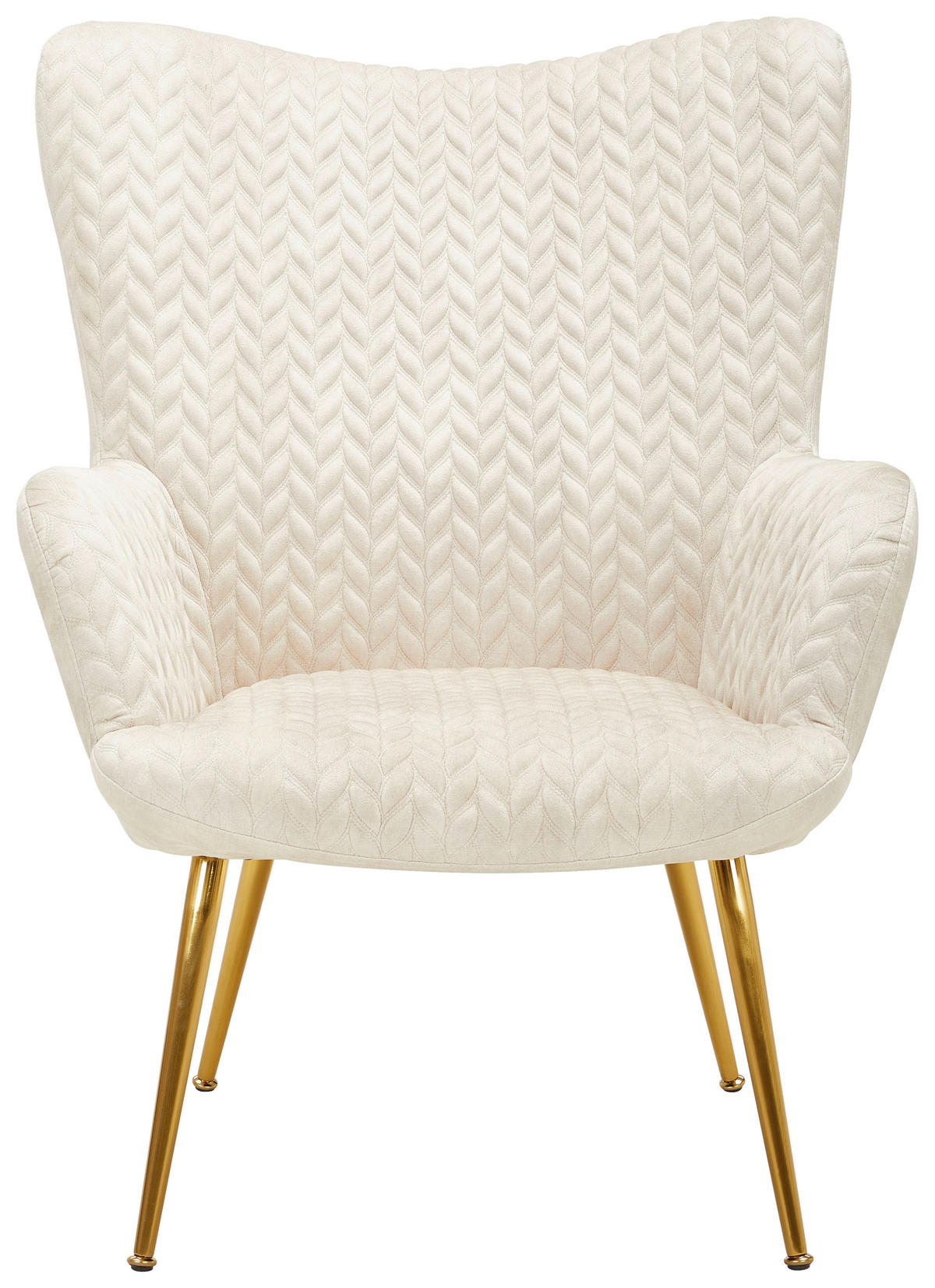 KRESLO UŠIAK, kov, textil, béžová - zlatá/béžová, Design, kov/textil (74/96/83cm) - Ambia Home