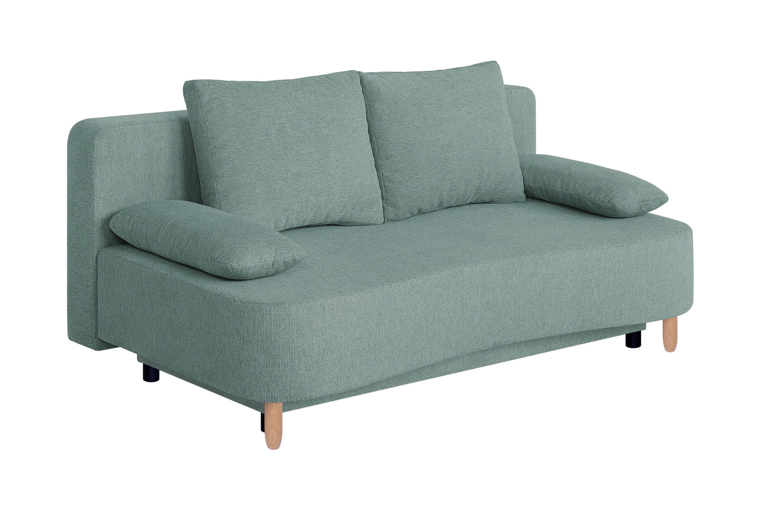 SCHLAFSOFA  in Webstoff Blaugrau  - Buchefarben/Blaugrau, Design, Holz/Holzwerkstoff (193/86/85cm) - P & B