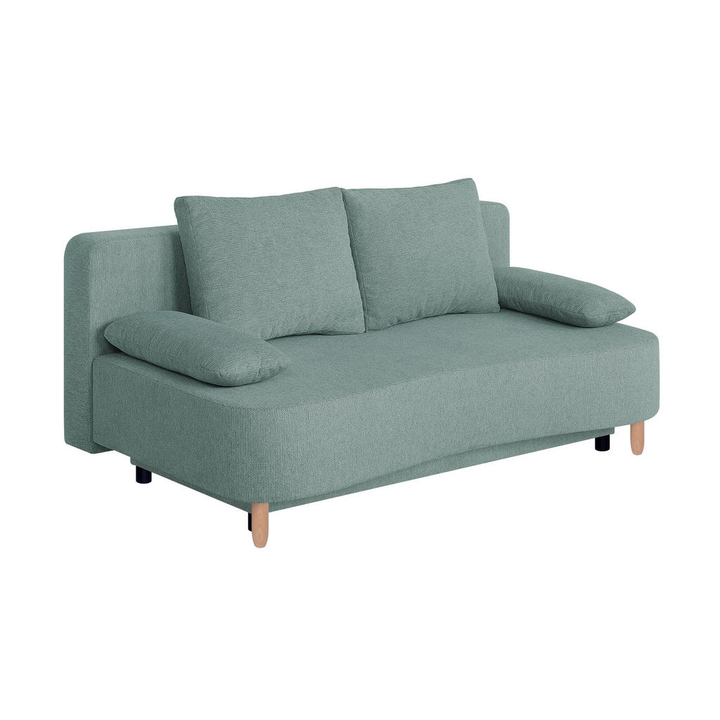 P & B ROZKLADACIA POHOVKA, textil, kompozitné drevo, modrosivá