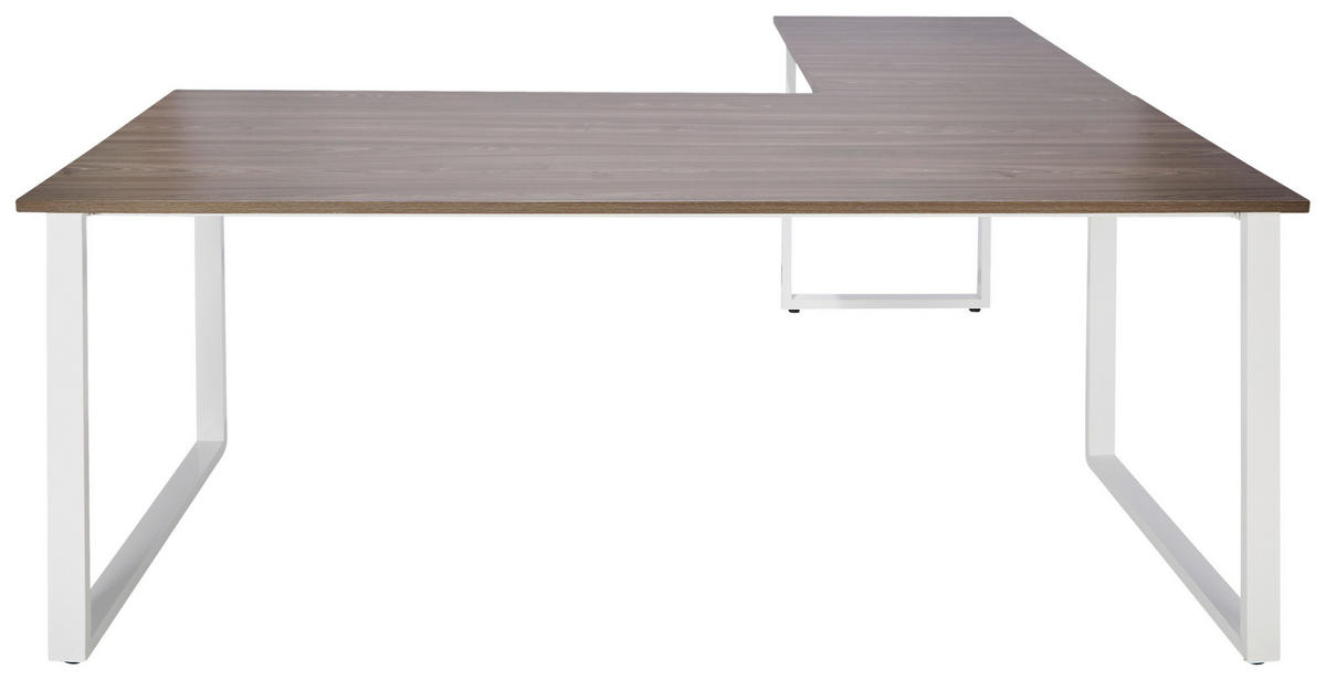 ECKSCHREIBTISCH 180/180/75,5 cm  in Grau, Weiß  - Weiß/Grau, Basics, Holzwerkstoff/Metall (180/180/75,5cm) - MID.YOU