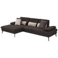 ECKSOFA in Chenille, Mikrofaser Mokka  - Schwarz/Mokka, Design, Textil/Metall (157/299cm) - Dieter Knoll