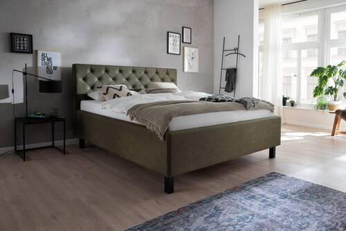 POLSTERBETT 180/200 cm  in Grün  - Schwarz/Grün, Design, Holz/Holzwerkstoff (180/200cm) - Xora