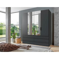 FALTTÜRENSCHRANK 200/216/58 cm 2-türig Graphitfarben  - Schwarz/Graphitfarben, Design, Glas/Holzwerkstoff (200/216/58cm) - Boxxx