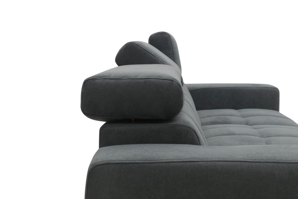 ECKSOFA TRENTO Dunkelgrau Mikrofaser  - Dunkelgrau/Schwarz, MODERN, Textil/Metall (287/175cm) - MID.YOU