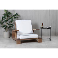 LOUNGESESSEL Weiß, Akaziefarben Akazie  - Weiß/Akaziefarben, KONVENTIONELL, Holz (100/70/92cm) - Gardenson