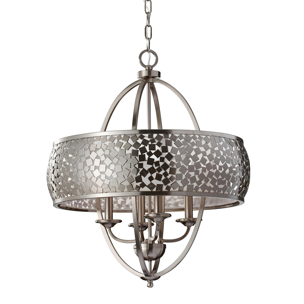 KRONLEUCHTER Zara 61/80.7 cm  - Silberfarben, Natur, Glas/Metall (61/80.7cm) - Elstead Lighting