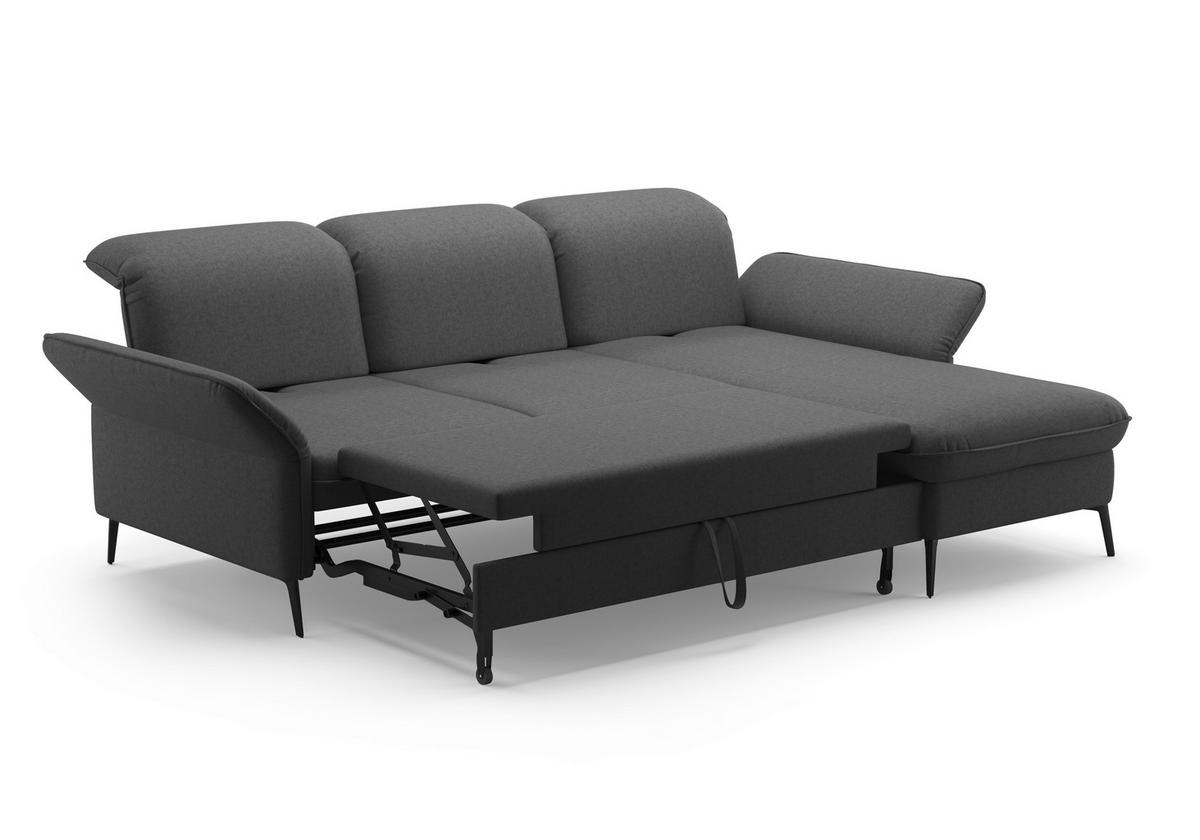 ECKSOFA in Flachgewebe Dunkelgrau  - Dunkelgrau/Schwarz, Konventionell, Textil/Metall (264/198cm) - Sit & More