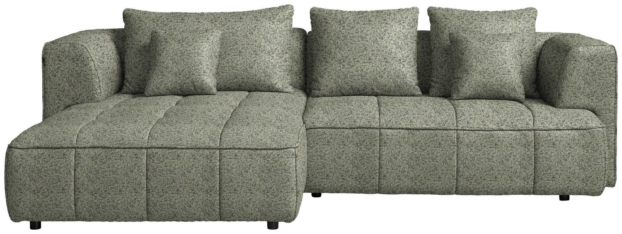 ECKSOFA Webstoff Khaki  - Khaki/Schwarz, Design, Kunststoff/Textil (188/288cm) - Welnova