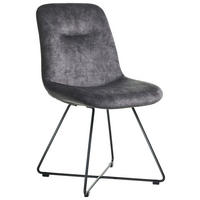 STUHL  in Edelstahl Velours Metall, Textil  - Schwarz/Grau, Basics, Textil/Metall (51/89/61cm) - Celina Home