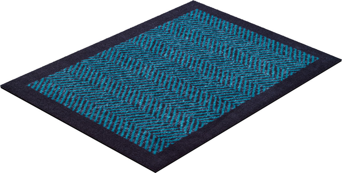 FUßMATTE 50/70 cm Herringbone  - Blau/Schwarz, KONVENTIONELL, Kunststoff/Textil (50/70cm) - Grund