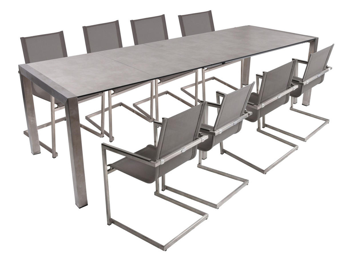 AUSZIEHTISCH in Metall, Kunststoff  - Grau, Basics, Kunststoff/Metall (267/75/92cm) - Gardenson